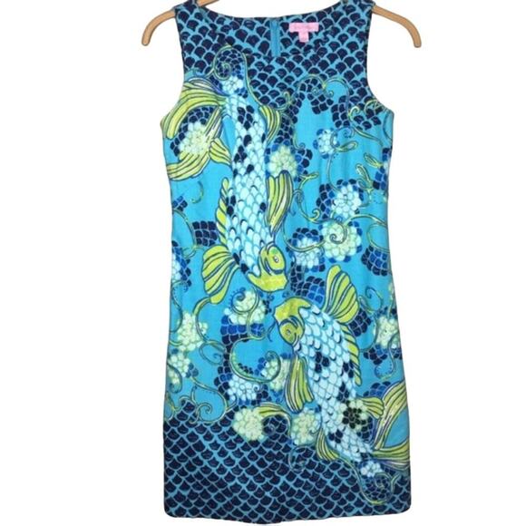 Lilly Pulitzer Stephanie Shift Engineered Dress Women's Size 4 Turquoise Koi Pri - Picture 3 of 7